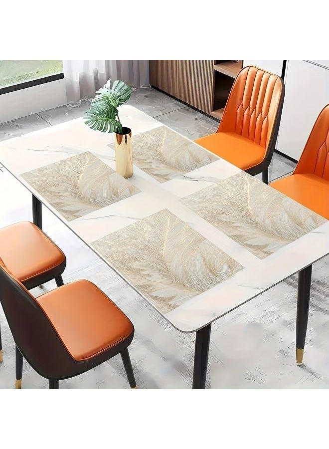 Golden Leaf Placemats Set of 4 Easy-Clean Dining Table Mats (30.5—45.7 cm) - Image 2